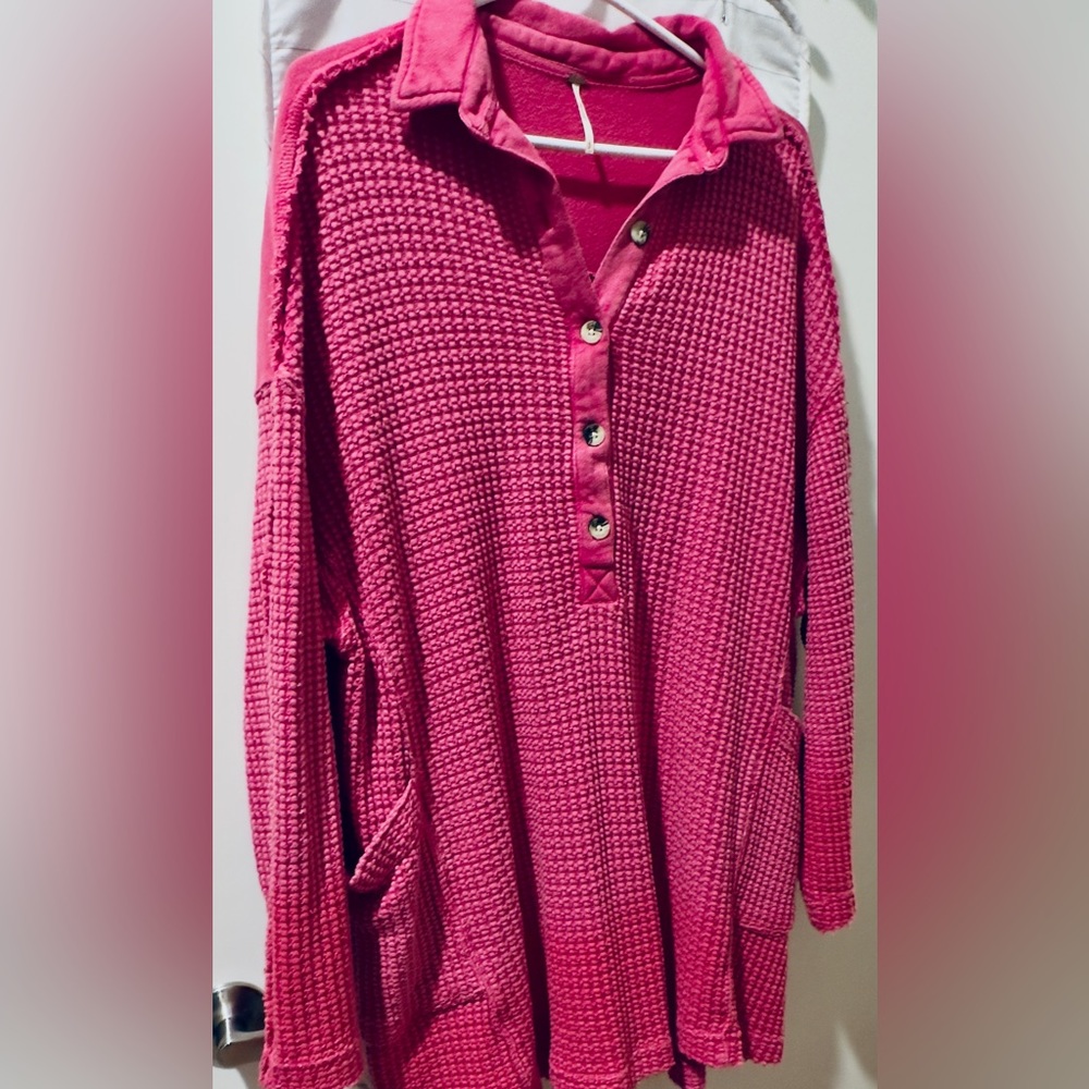 Free People Wilder Polo-comfy, oversized, Boho size Small